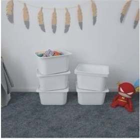 Resim Pratico 3 Adet Beyaz Derin Kapaklı Oyuncak Sepeti 3DS3K 