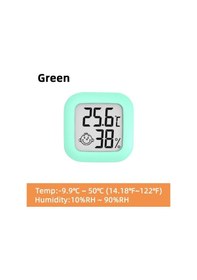 Resim Yeşil Lcd Dijital Termometre Higrometre Kapalı Oda Elektronik Sıcaklık Nem Ölçer Sensörü Ölçer Hava İstasyonu Ev Için 