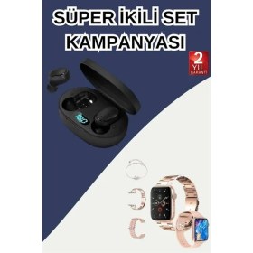 Resim MidasTech Nabız Ölçer Hediye Bileklikli Akıllı Saat ve Dijital Göstergeli Bluetooth Kulaklık Çoklu Şa 