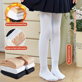 Resim 1 Adet Kızlar için İnce Termal Tayt - Parmaksız Dans Antrenman Çorabı, Yumuşak İç Yüzeyli ve Esnek Bel Bandı, Ballet & Jimnastik için Sıcak Fırçalı İçlik, İlkbahar/Sonbahar Düz Renk (Yalnızca Elde Yıkama) 