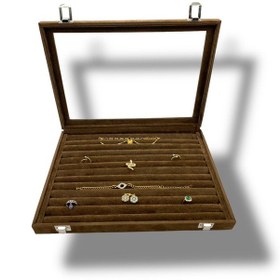 Resim Richbox Yüzük Çantrası Kol Düğmesi Takı Kutusu Alcantara Kahve 