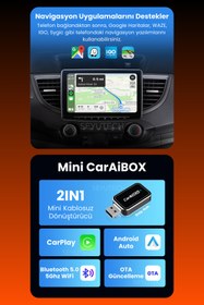 Resim SEYUTECH Mini Kablosuz CarPlay Apple ve Android USB ve Type-C Uyumlu Araç Wireless Dönüştürücü Adaptör 