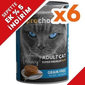 Resim Pro Choice Fish Sardalya ve Hamsili Tahılsız Kedi Konservesi 400 Gr x 6 Adet 
