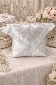 Resim DİLEX Bohça Çeyizlik Bohça Gelin Bohçası Damat Bohçası Saten Piliseli Beyaz 