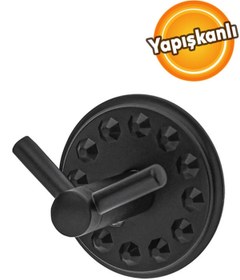 Resim Badem10 Yapışkanlı Banyo Havluluk Bornoz Askısı Tutacağı Asacağı Asma Aparatı Metal Siyah Askılık Askılığı 