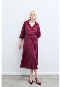 Resim Sateen Kraşlı Kloş Etek - Bordo-136222 Bordo 