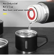 Resim Novahub Çift Kat Paslanmaz Çelik Termos, 12 Saat Sıcak Tutuyor, Sızdırmaz, Seyahat İçin İdeal - Pembe Siyah 500ml Siyah 