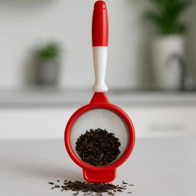 Resim Çay Süzgeci Demlik Süzgeci Kırmızı 