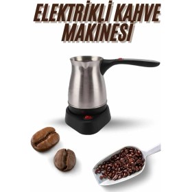 Resim Elektrikli Cezve 800 Watt Paslanmaz Çelik Türk Kahve Makinesi Saplı 