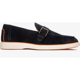 Resim Dericlub Erkek Hafif Tabanlı Toka Detaylı Loafer Gerçek Süet Deri Cr 2406 Lacivert 