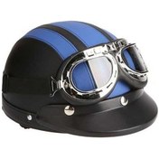 Resim Youtek Motorcycle Scooter Half Leather Helmet Visor Uv Vaq396 Açık Mavi Açık Mavi 