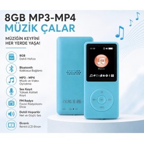 Resim SIGHTZER 8GB DAHİLİ HAFIZALI BLUETOOTHLU MP3-MP4 ÇALAR SES KAYIT FM RADİO DAHİLİ HOPARLÖR EKRANLI MÜZİK ÇALAR 