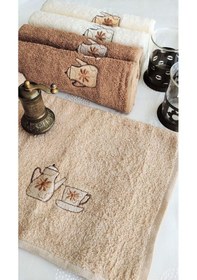 Resim Çeyizlik 30x50 Cm. Mutfak Havlu Seti Çaydanlık Fincan Nakışlı 6'lı Paket Renkli 