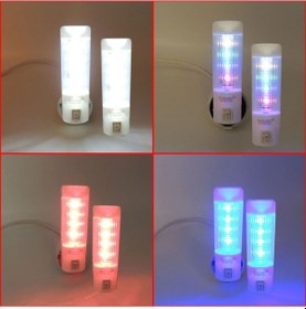 Resim Uzun Led Gece Lambası 0,5W Tasarruflu Işıklı Fişli Düğmeli 2'Li Çok Renkli 