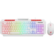 Resim Gamebooster Knight KM-11W Rainbow Aydınlatmalı Kablolu Oyuncu Klavye & RGB Mouse Set - Beyaz 