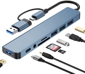 Resim Coverzone Çoklayıcı Adaptör 8 in 1 USB/Type-c To USB A, USB C Macbook uyumlu Çevirici Adaptör Çok Portlu Çoklayıcı 8in1 USB HUB Titanyum Renk BYL2218TU 