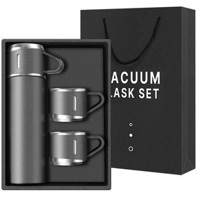 Resim 6005 Kupa Bardaklı Paslanmaz Çelik Termos Seti 500 ML Gri 