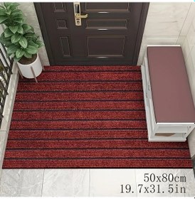 Resim Globalbloom Camel 50x80 Çizgili Kaymaz Kapı Paspası - Dayanıklı Kolay Temizlenen Haki 