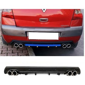 Resim Renault Megane 2 Uyumlu Siyah Difüzör Çiftli Yuvarlak Egzoz Görünümlü D Tip Difizör 2002 - 2009 