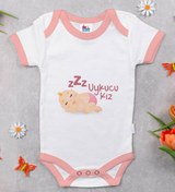 Resim Bitmeyen Kartuş Uykucu Kız Tasarımlı Pembe Bebek Body Zıbın 