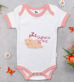 Resim Bitmeyen Kartuş Uykucu Kız Tasarımlı Pembe Bebek Body Zıbın 