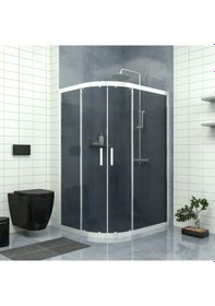 Resim Tekno Duş Silver Sirius 6mm Füme Cam Asimetrik Oval Duşakabin Füme 