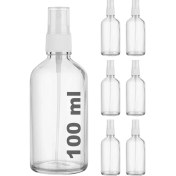 Resim Afracam 100 cc Şeffaf Sprey Kapaklı 100 ml Beyaz Fısfıs Kolonya Dezenfektan Cam Şişe 6 Adet 