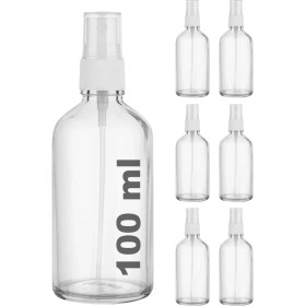 Resim Afracam 100 cc Şeffaf Sprey Kapaklı 100 ml Beyaz Fısfıs Kolonya Dezenfektan Cam Şişe 6 Adet 