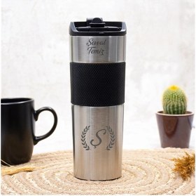Resim Hediye Rengi Isme Özel Premium French Press Çelik Termos 450 ml M1 