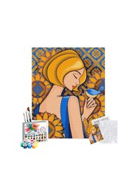 Resim Sayılarla Boyama Seti 40 X 50 Cm Tuval Şasesine Gerili Kadın Ve Kuş 