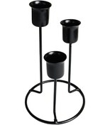 Resim Suntek Konik Mumluklar 3 Kollu Metal Şamdan Masa Siyahı Için 