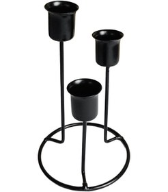 Resim Suntek Konik Mumluklar 3 Kollu Metal Şamdan Masa Siyahı Için 