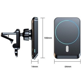 Resim Wondernest Jjt-969 15w Maksimum Çıkışlı Manyetik Araç Şarj Braketi Kablosuz Hava Çıkış Siyah Siyah 