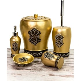 Resim Mukko Home Polyester 5 Parça Banyo Seti - Saray Altın 