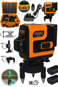 Resim CRAFTERTOOLS Germany 360° 12 Köşe Otomatik Hizalamalı Lazer Metre Hizalama Yeşil Çizgili Lazer Hizalama Kumandalı 