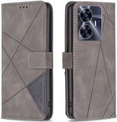 Resim Cbtx Realme Uyumlu C55 Manyetik Toka Rhombus Doku Deri Telefon Kılıfı İçin 