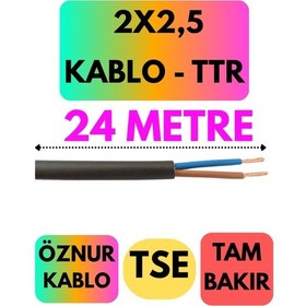 Resim Öznur 2x2,5 Ttr Kablo Siyah Metre Seçenekli - 24 Metre 