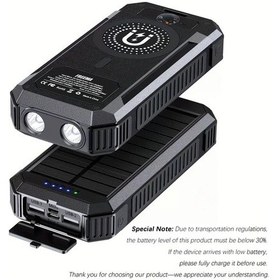 Resim Dream011 Siyah Black 20000mah Hızlı Şarjlı Manyetik Güneş Enerjili Powerbank Yüksek Güçlü Led Işıklı Kamp Acil Durum 