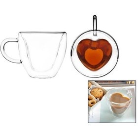 Resim 120 Ml Kalpli Çift Cidarlı - Sadetermisil - Isıya Dayanıklıkulplu Cam Bardak Borosilikat İç Kısmı 12 Çok Renkli 