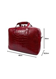 Resim Kangaroo Kıngdom Hakiki Deri Kroko Kırmızı Seyahat Çantası Valiz & Bavul 7070-Ckr Çok Renkli 