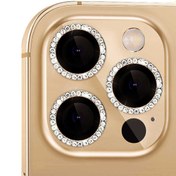 Resim Cep prime Iphone 14 Pro Max Kenar Kısımları Taş Tasarımlı Tam Kalıp Şık Kamera Lens Koruyucugold 