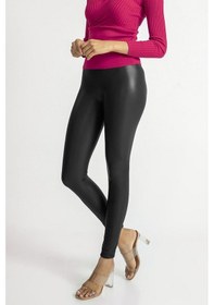 Resim Kadın Siyah İçi Peluşlu Kışlık Suni Deri Ekstra Yüksek Bel Toparlayıcı Tayt Karışık 