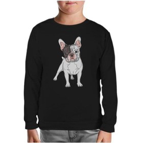 Resim French Bulldog Siyah Çocuk Sweatshirt Siyah 