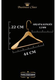 Resim Elbise Askısı Business Class 44 Cm Gold İtalyan Kanca Masif Ahşap Palto Ceket Askısı 25 Adet Diğer 