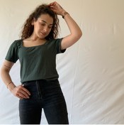Resim FAMOMFASHION Crop Kara Yaka Y 