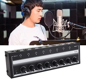 Resim Kulaklık Amplifikatörü 100-240V Ağır Hizmet Tipi Metal Net Ses 8 Çıkış Ve 1 Giriş Kanalı Stereo Kulaklık Amplifikatörü Stüdyo Için Kompakt (AB Tak) 