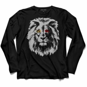 Resim Kendim Seçtim Lion Aslan Kafa King Of Animals Head Uzun Kollu Tişört Baskılı Çocuk T-shirt 