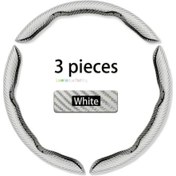 Resim Cloudstore Laser Beyaz 3lü Direksiyon Kılıfı Kaymaz Karbon Desenli Sedan Suv Lazer Beyaz 3 Parça Set 