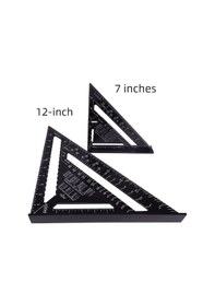 Resim Shineyee Alüminyum Profil Siyah Oksit 90 -45 Trişaklı Cetvel, 7" Ve 12" Boyutları, İngiliz-amerikan Ve Metrik Ölçü, Hassas Ölçüm Aracı 