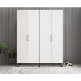 Resim Duke 4 Kapaklı Ayakkabılık Füme Beyaz 180 Cm M2 